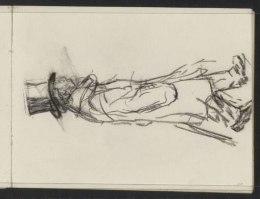 Walking man with a staff, in profile