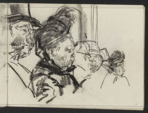 Men and women with hats, possibly spectators