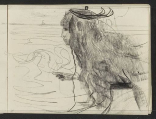 Young woman with loose hair, in profile