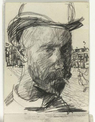 Self-portrait of Isaac Israels, smoking