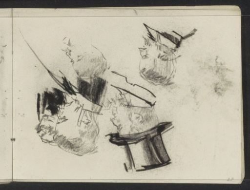 Men's heads, in profile