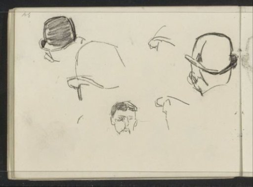 Men's heads with hats