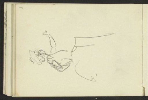 Woman with outstretched left arm, in profile
