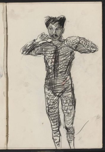 Standing Man in Costume, Possibly an Artist