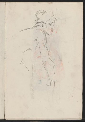 Female nude, leaning on her arms