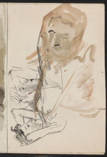 Two reclining women and a woman's head