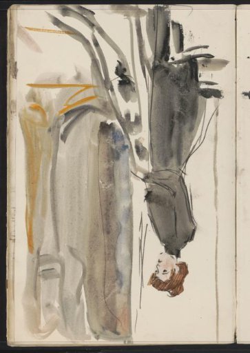 Standing woman with a piece of fabric