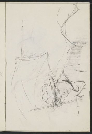 Woman with a hat, lying on her stomach