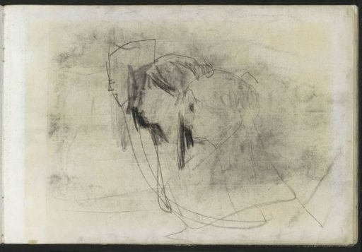Three female heads, in profile