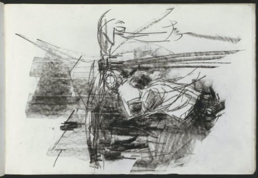 Figures on the street, in the rain