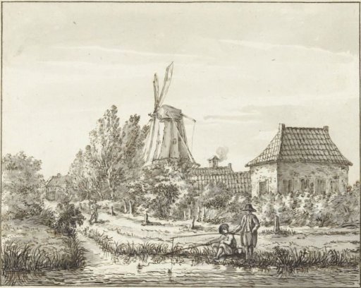 Two Anglers by a Ditch