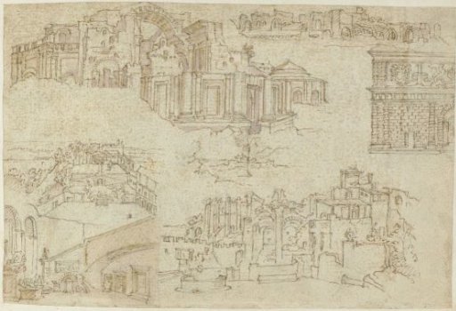 Ruins and Buildings in Rome and Antwerp