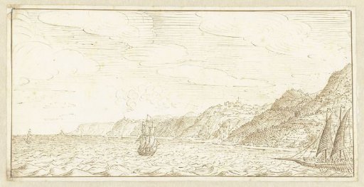 Several ships lying off the coast