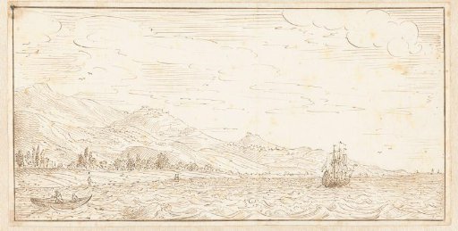 Ship off a coast