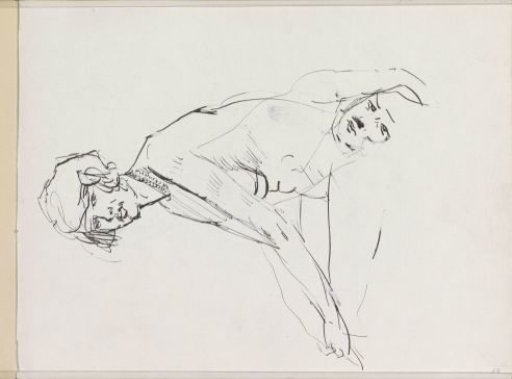 Seated Female Nude and a Face