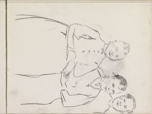 Two standing women and a man, possibly clergymen