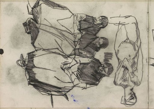 Three seated women and a female nude