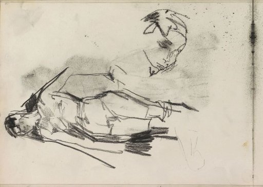 Standing female nude and a head