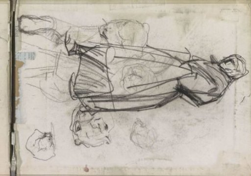 Study Sheet with a Standing Woman and Felines