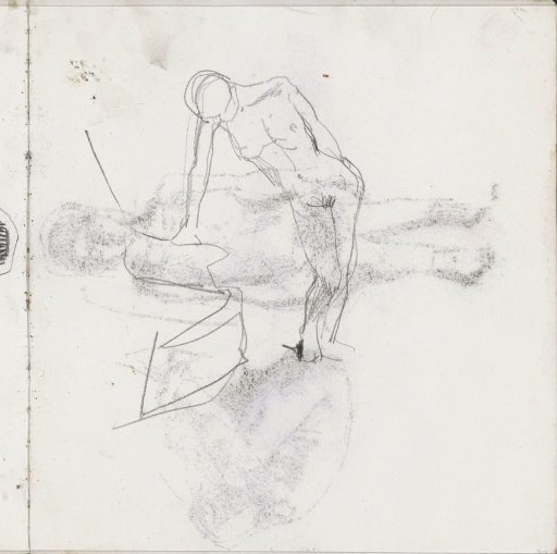 Standing Female Nude Leaning on an Armchair