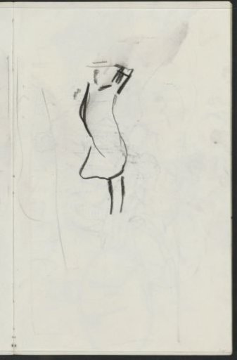 Standing young woman with raised arm