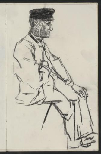 Man on a stool, in profile