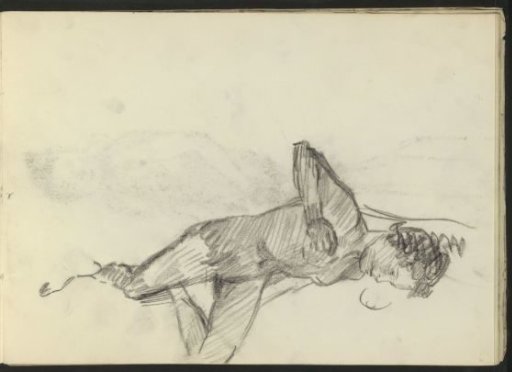 Reclining female nude with left leg drawn up