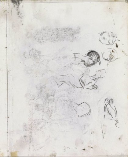 Study sheet with heads and a woman with child