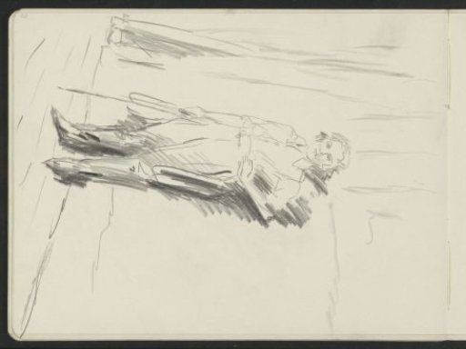 Standing figure before a wall or backdrop