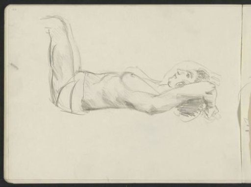 Seated woman with bare upper body