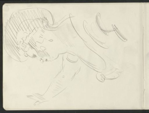 Woman with hat, in profile