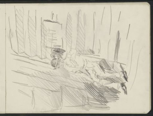 Man with cane, sitting on a step