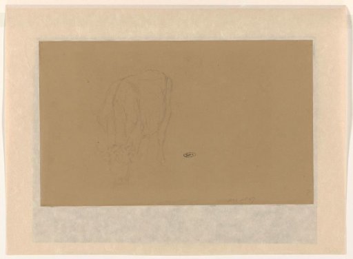 Sketch sheet with a study of a grazing cow