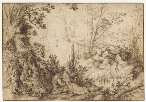 Landschap met een vrijend paartje