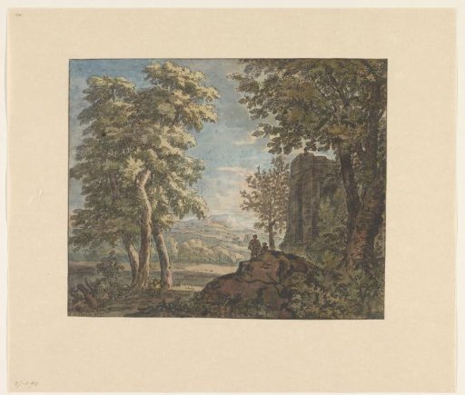 Arcadian Landscape with Ancient Ruins and Two Men