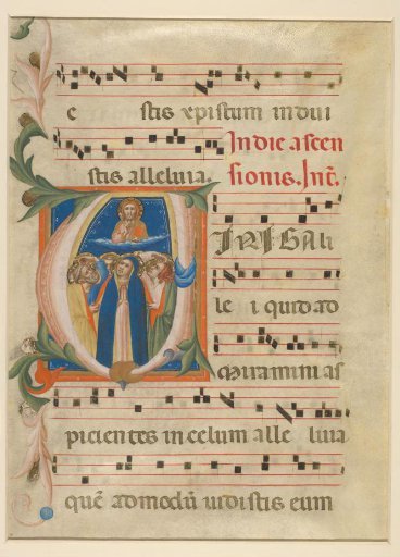 Fragment of a missal: initial A with the Ascension of Christ
