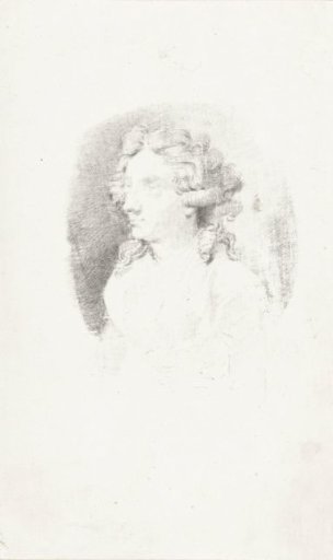 Bust of a young woman, to the left