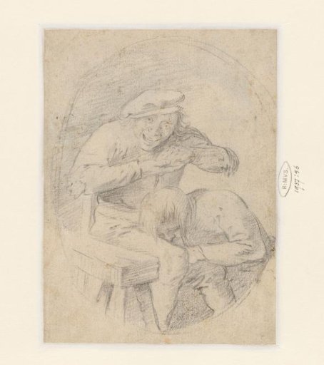 Two peasants in an oval