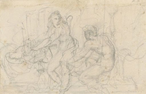 Two figure studies of a seated and a standing male nude