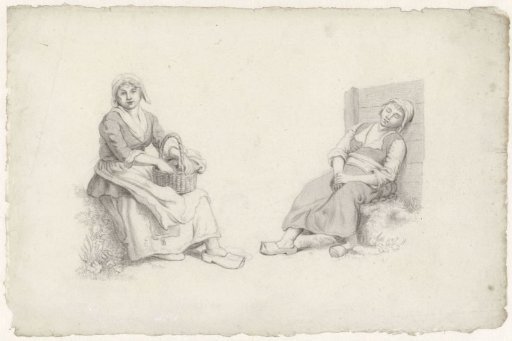 Two seated peasant girls