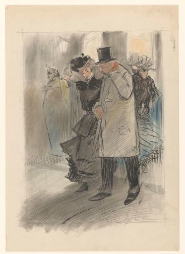 After the Comedy; a poorly matched couple leaving the theatre