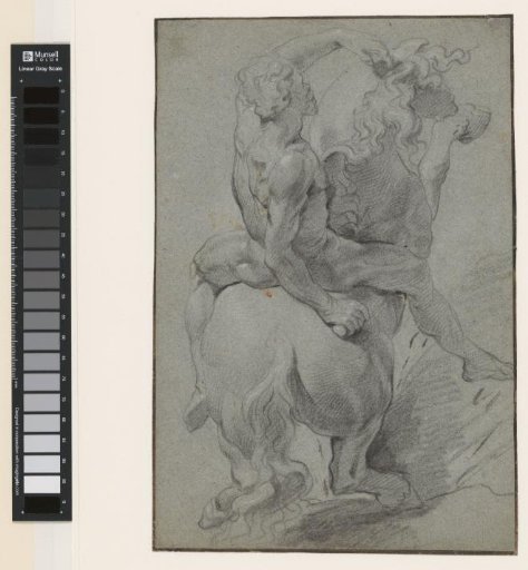 Naked rider on a rearing horse