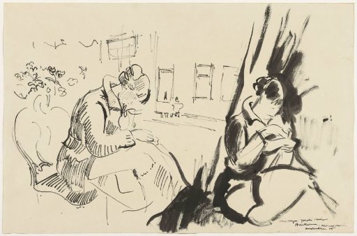 Studies of a seated, sewing woman