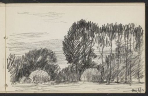 Landscape with trees and hay bales