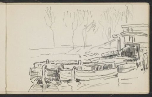 Lock and moored boats at Dedham