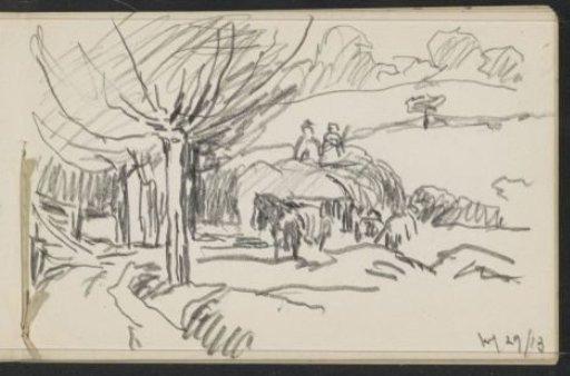 Landscape with figures on a hay wagon