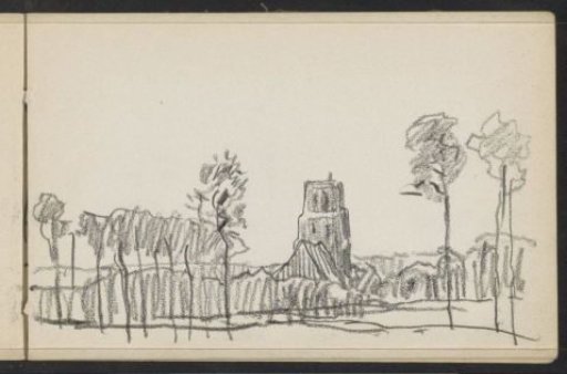 Landscape with a church, possibly the Our Lady's Church in Damme
