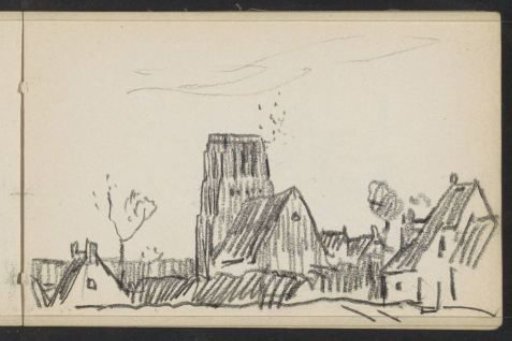 Village view with a church tower