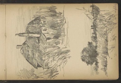 Farmhouses in a landscape