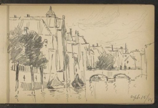 City view with a bridge over a canal